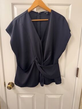 Express Navy Twist-Front Blouse